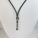 Tiffany 16” Atlas Necklace Bar Pendant in Black Enamel, Silver, Rubber Cord-2