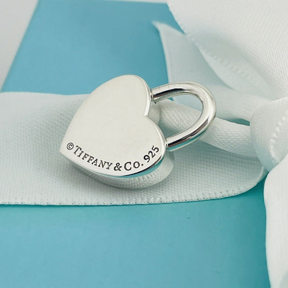 Tiffany & Co Script Notes Heart Charm Padlock Lock or Pendant in Sterling Silver