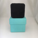 Tiffany Empty Jewelry Ring Box Blue Black Suede Presentation Storage-6