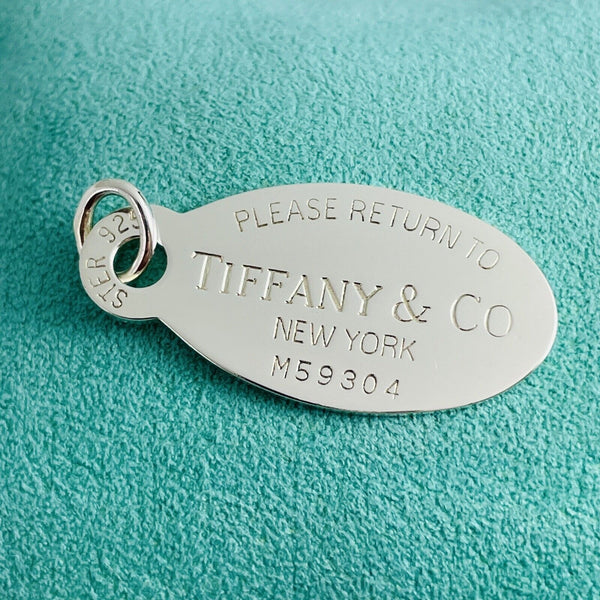 Vintage Authentic Please Return To Tiffany Mens Unisex Oval Dog Tag Pendant - 1