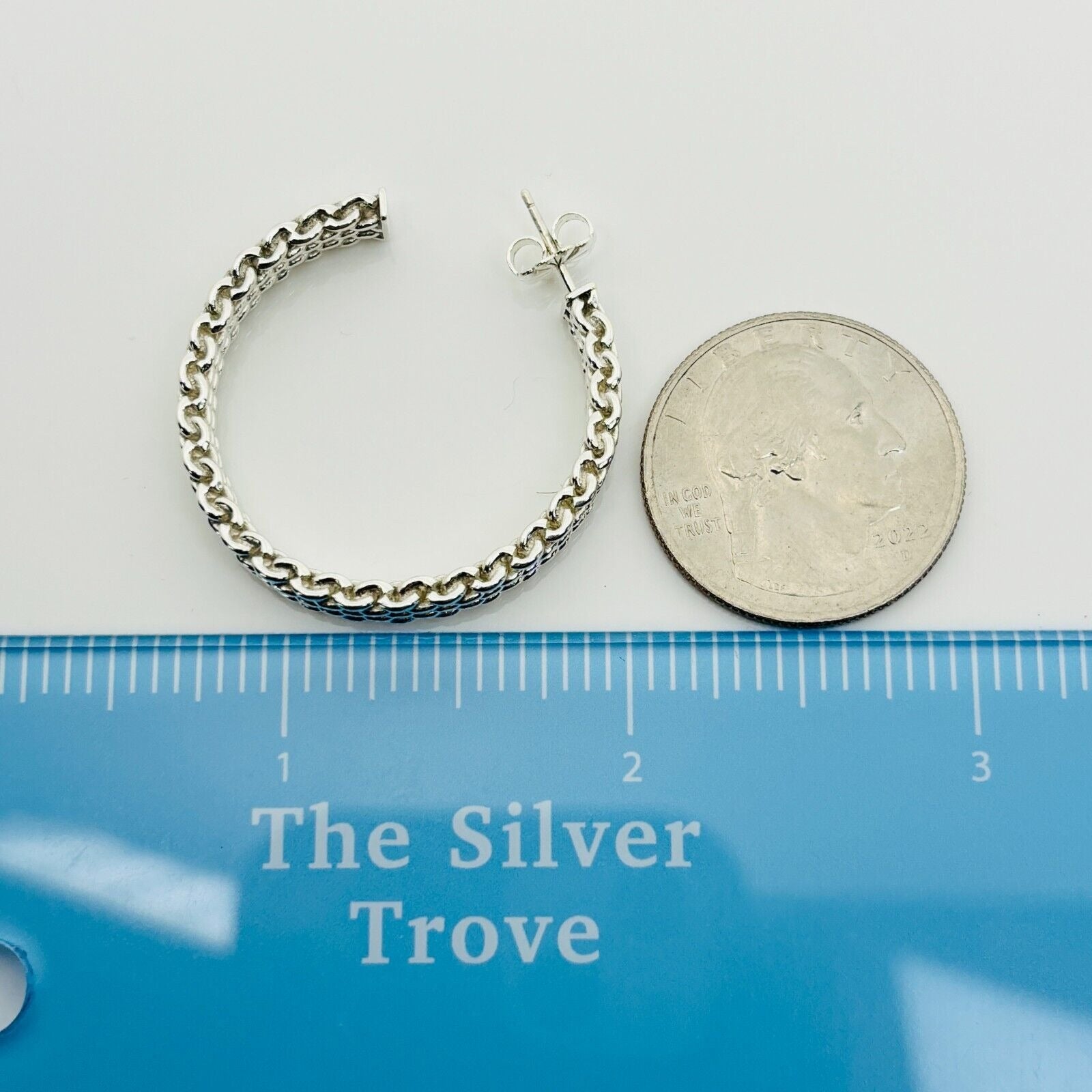 Tiffany & Co 1.2" Large Somerset Mesh Hoop Huggie Earrings in Sterling Silver