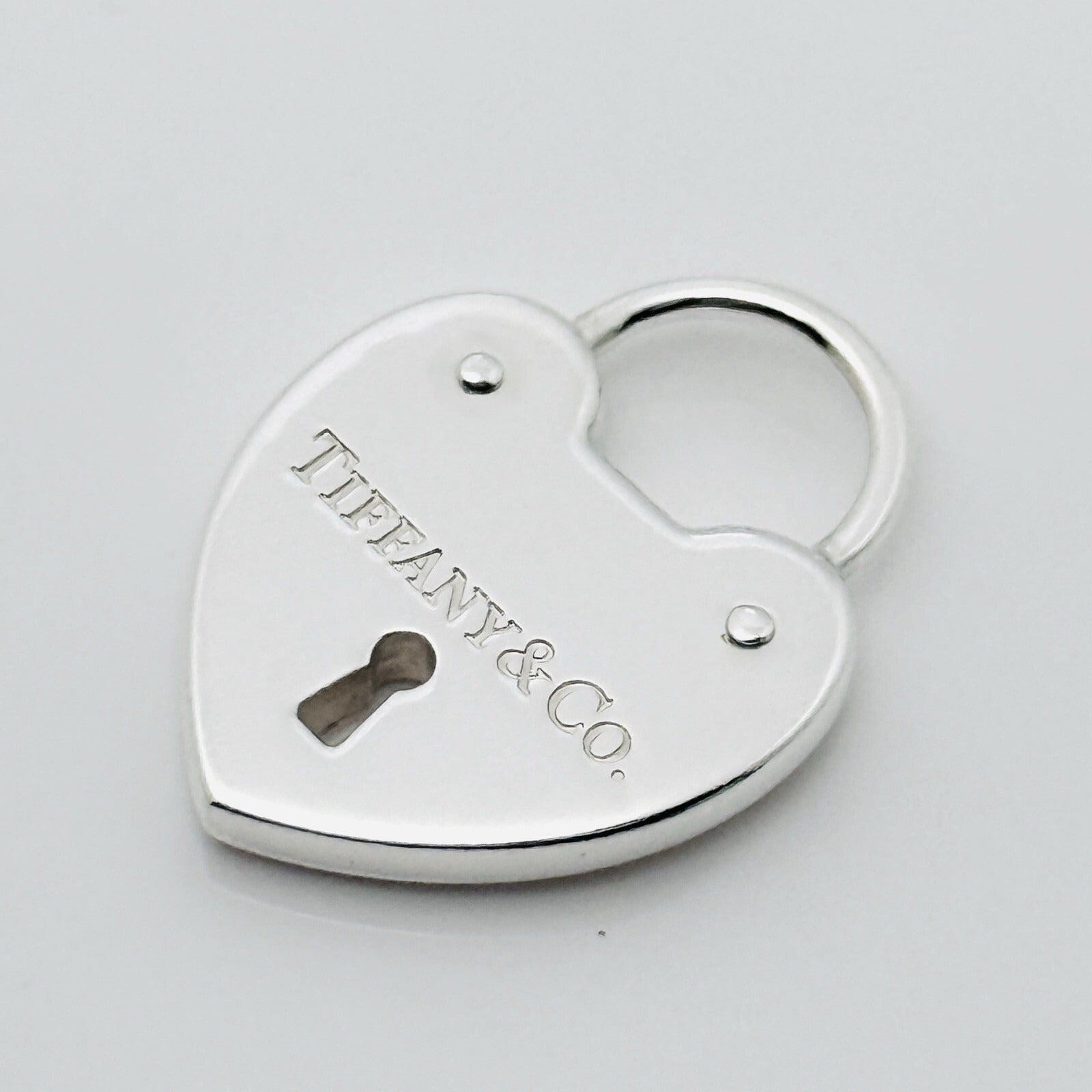 Tiffany & Co Studded Heart Key Keyhole Padlock Charm or Pendant in Silver