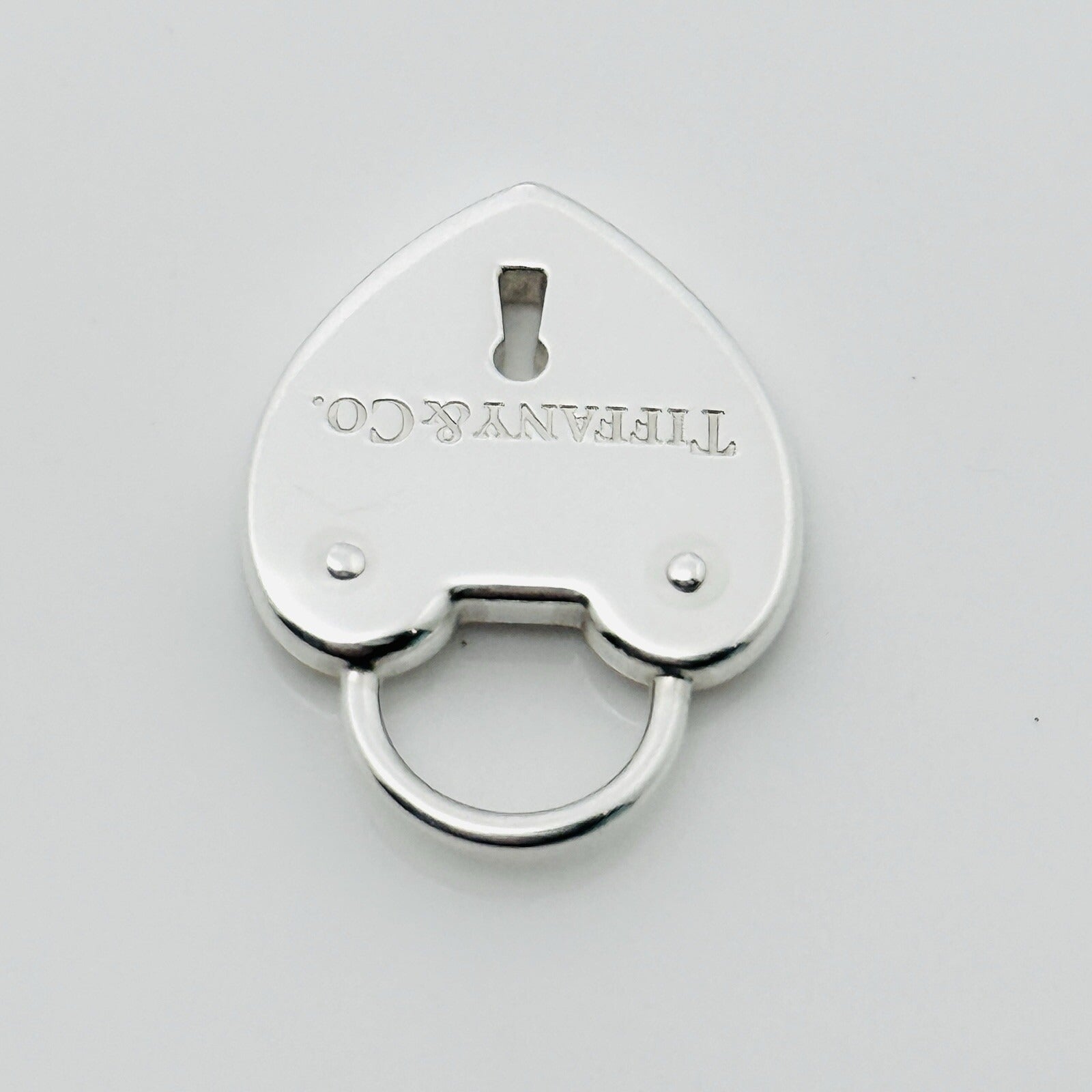 Tiffany & Co Studded Heart Key Keyhole Padlock Charm or Pendant in Silver