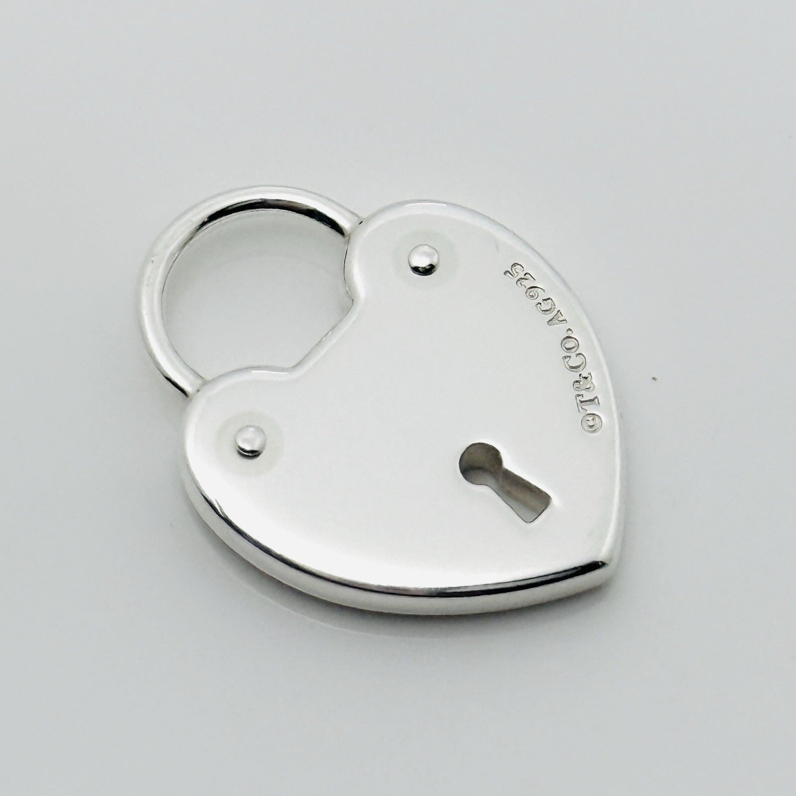 Tiffany & Co Studded Heart Key Keyhole Padlock Charm or Pendant in Silver