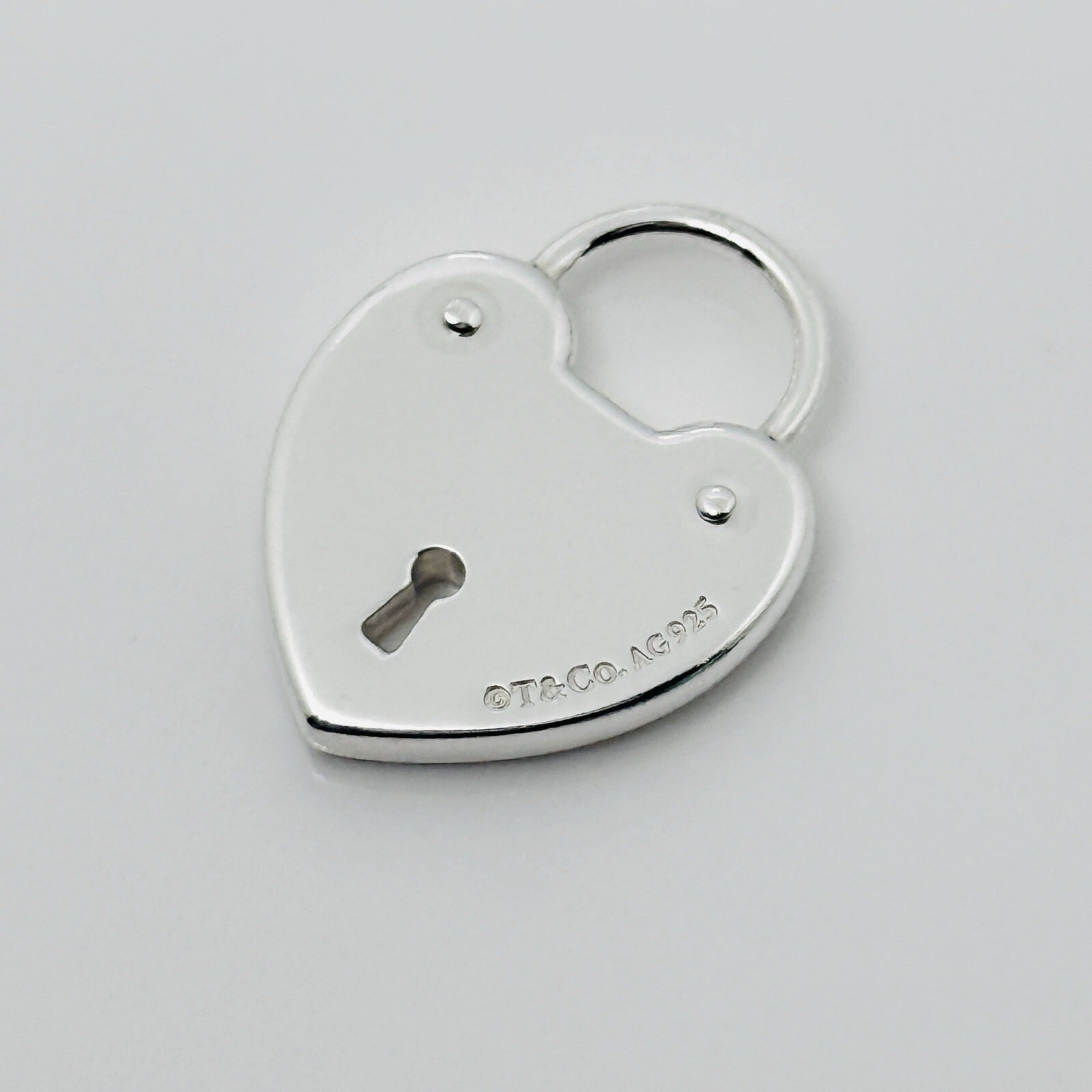 Tiffany & Co Studded Heart Key Keyhole Padlock Charm or Pendant in Silver