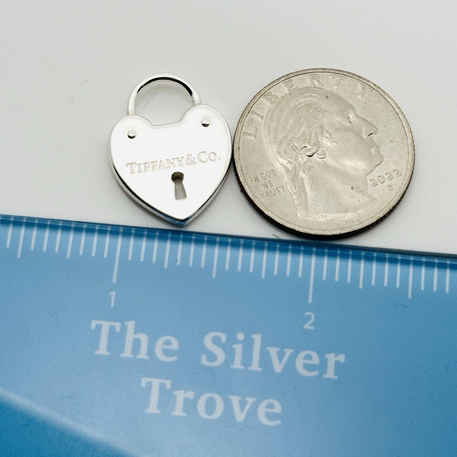 Tiffany & Co Studded Heart Key Keyhole Padlock Charm or Pendant in Silver