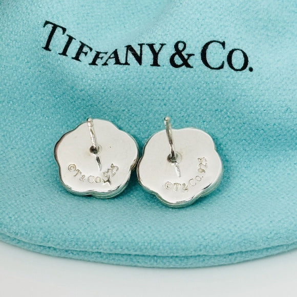Tiffany Flower Knot Celtic Love Weave Stud Earrings in Sterling Silver