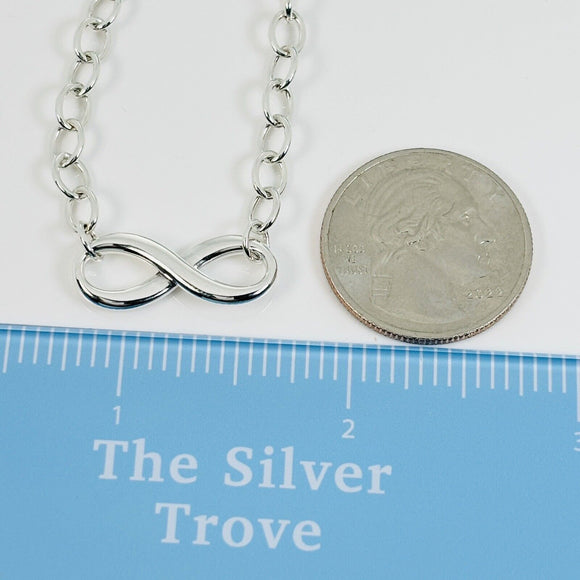 18" Tiffany & Co Infinity Pendant Necklace Large Heavy Oval Links in Silver