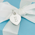 Tiffany Silver Letter E Alphabet Initial Heart Notes Engraved Charm Pendant - 2