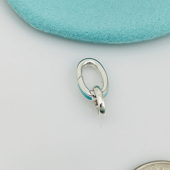 Tiffany Oval Clasping Link Blue Enamel Charm or Bracelet Necklace Extender