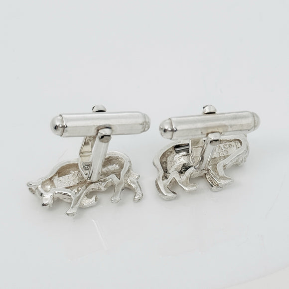 Tiffany Bull Bear Stock Market Finance Cufflinks in Sterling Silver Day Trader