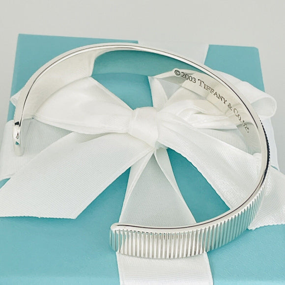 Tiffany & Co Coin Edge Cuff Bracelet 6.75" Mens Unisex in 925 Sterling SIlver