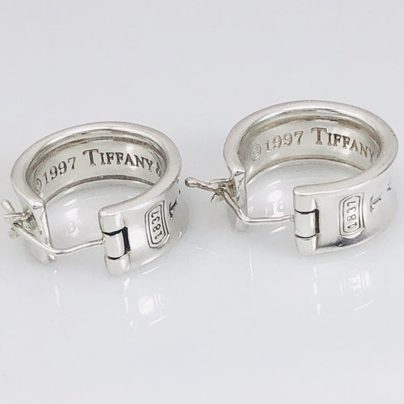 Tiffany & Co T&CO 1837 Hoop Huggie Earrings  in Sterling Silver