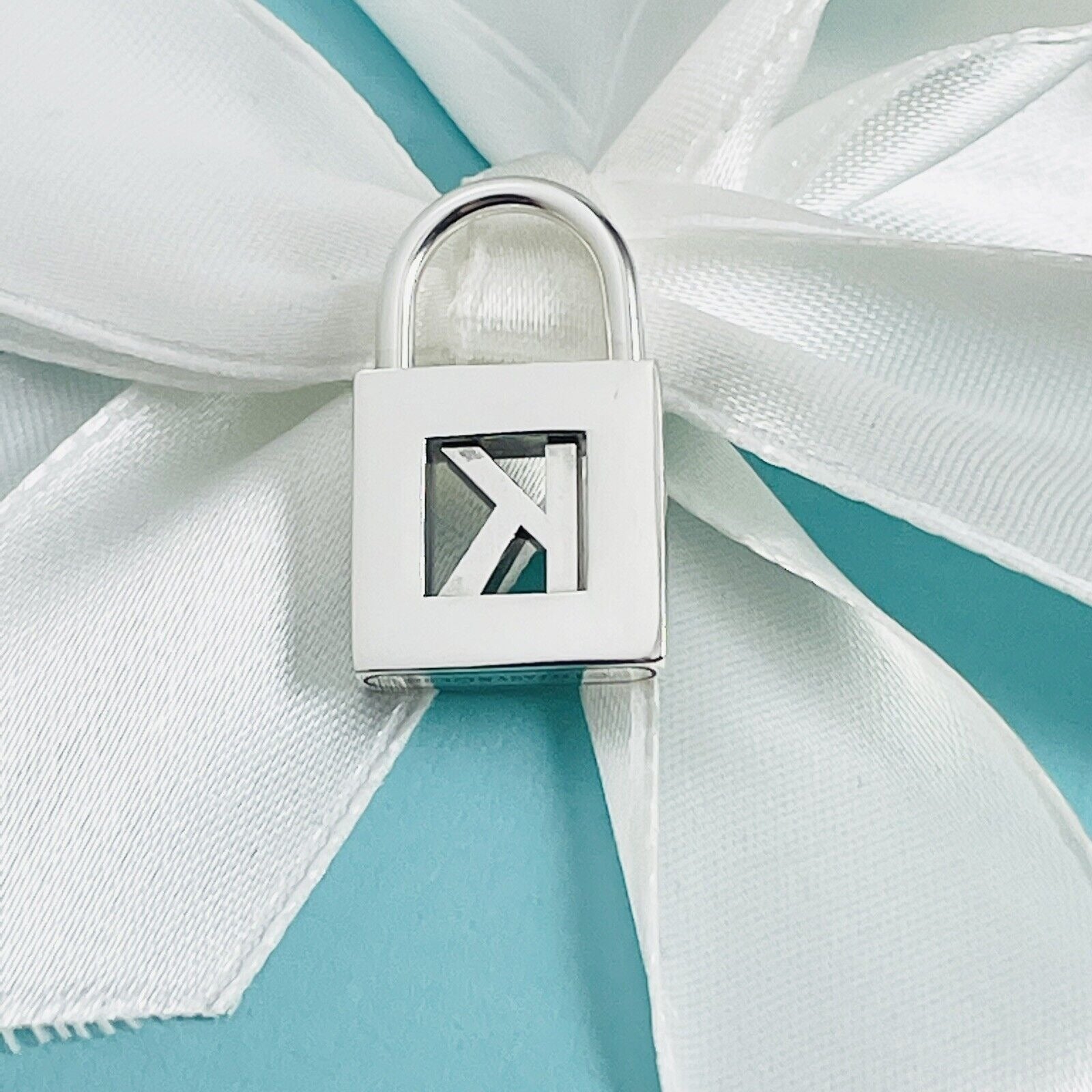 Tiffany & Co Letter K Alphabet Initial Padlock Charm Pendant in Sterling Silver - 0