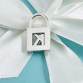 Tiffany & Co Letter K Alphabet Initial Padlock Charm Pendant in Sterling Silver - 0