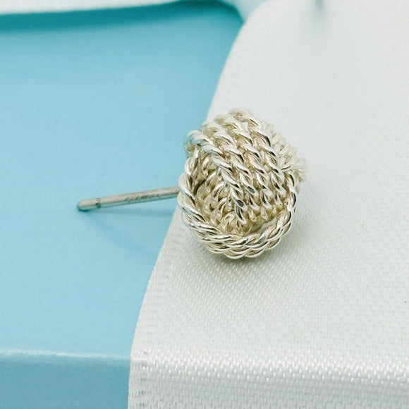 1 SINGLE Tiffany Somerset Mesh Knot Twist Stud Earring Replacement in Silver