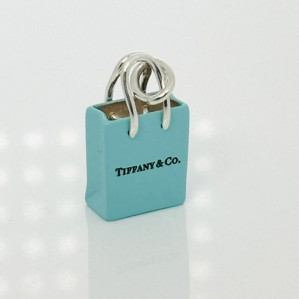 Tiffany & Co Blue Enamel Shopping Gift Bag Charm Pendant in Sterling Silver - 3