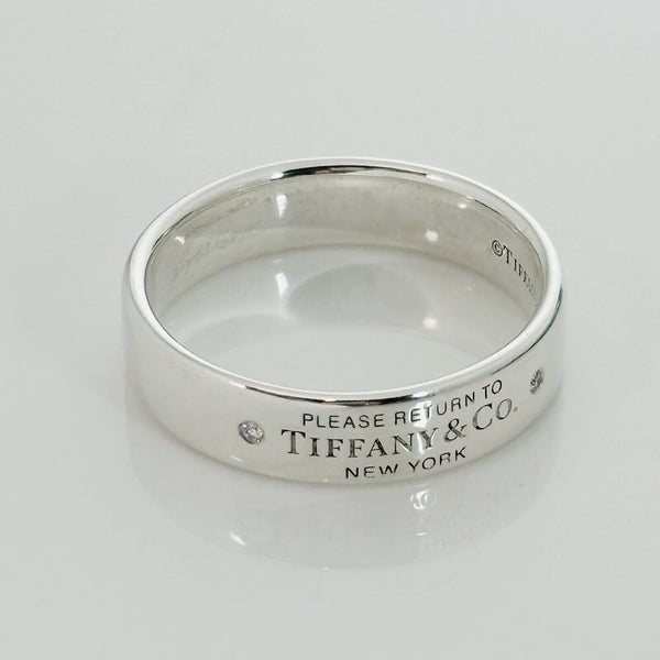 Size 11 Return to Tiffany Diamond Ring Band in Sterling Silver Mens Unisex - 1