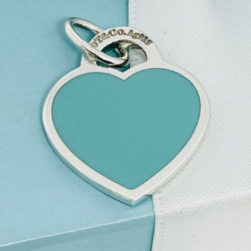 Return to Tiffany Blue Enamel Heart Tag Charm or Pendant