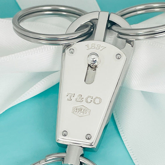 PRISTINE Tiffany & Co 1837 Valet Key Ring Chain in Sterling Silver