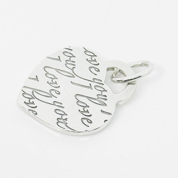 Tiffany & Co I LOVE YOU Notes Heart Script Charm or Pendant in 925 Silver