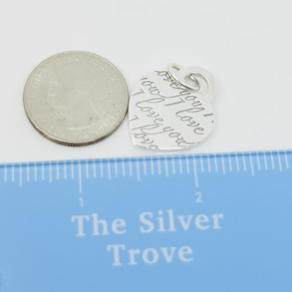 Tiffany & Co I LOVE YOU Notes Heart Script Charm or Pendant in 925 Silver