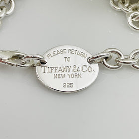 18" Please Return To Tiffany Oval Tag Choker Pendant Necklace in Sterling Silver - 0