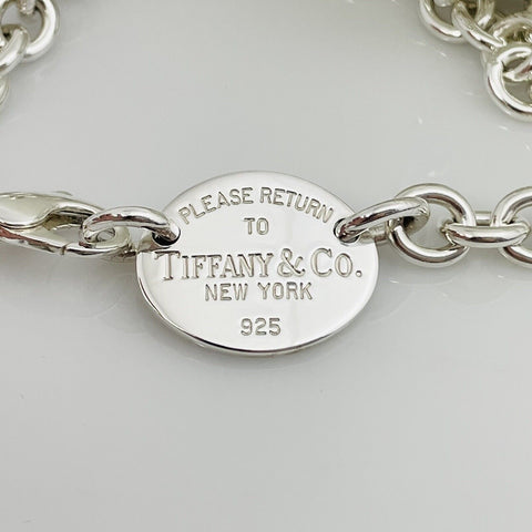 18" Please Return To Tiffany Oval Tag Choker Pendant Necklace in Sterling Silver - 0