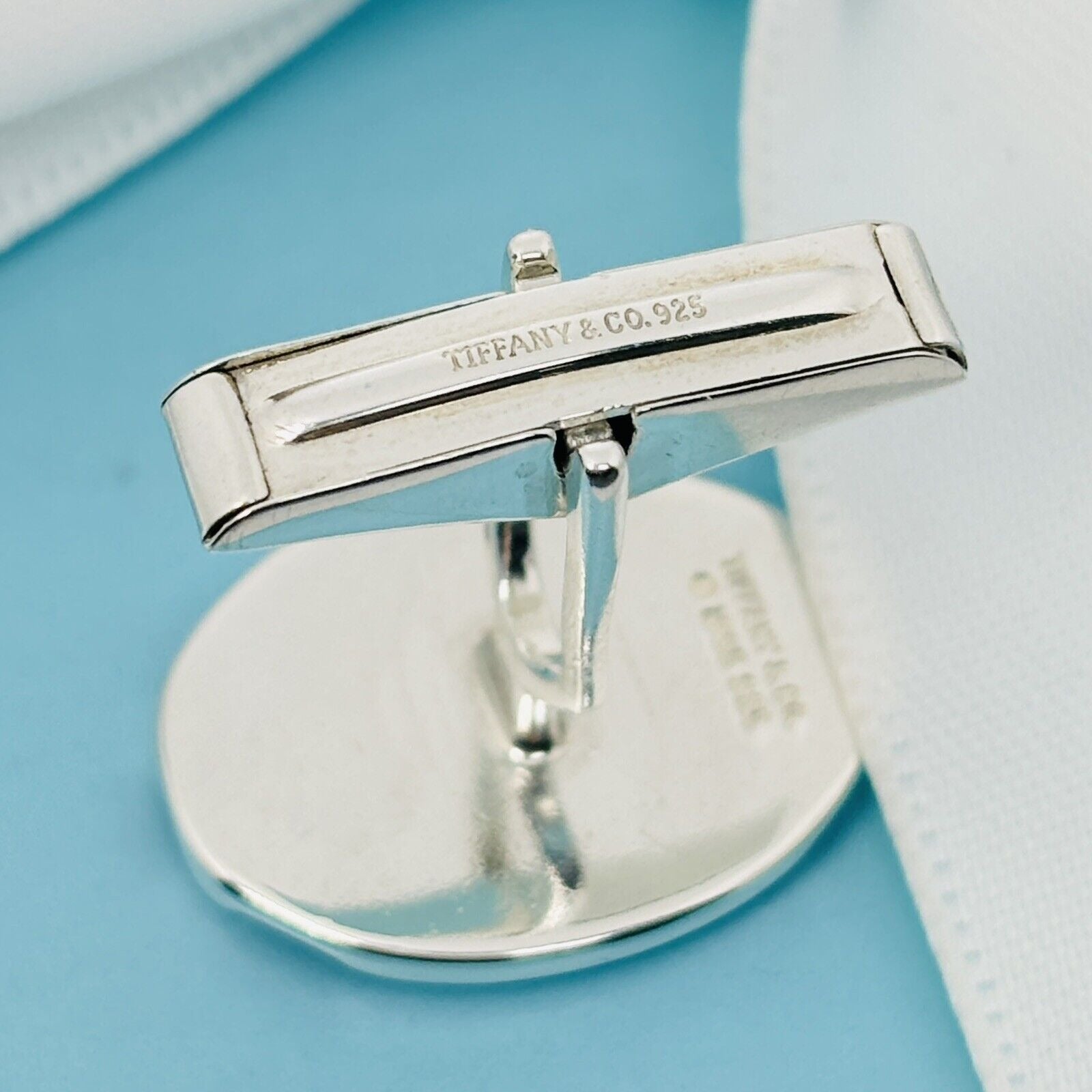 Tiffany & Co Oval Groove Cufflinks in Sterling Silver