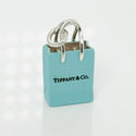 Tiffany & Co Blue Enamel Shopping Gift Bag Charm Pendant in Sterling Silver - 1