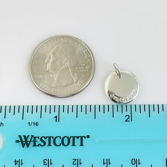 Tiffany Silver Letter B Alphabet Initial Round Circle Notes Charm Pendant