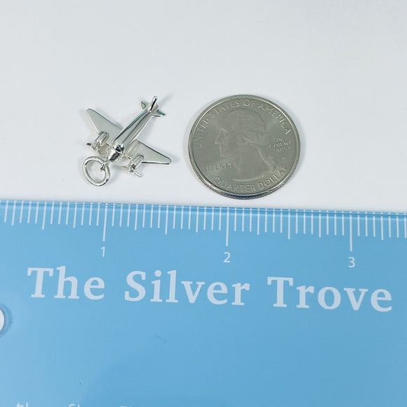 Tiffany Airplane Plane Pendant or Charm in Sterling Silver Italy