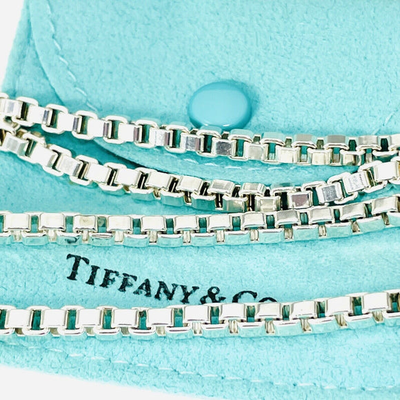 20” Tiffany & Co Venetian Box Link Necklace Chain in Sterling Silver