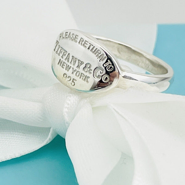Size 3.5 Please Return to Tiffany Oval Signet Ring in Sterling Silver - 2