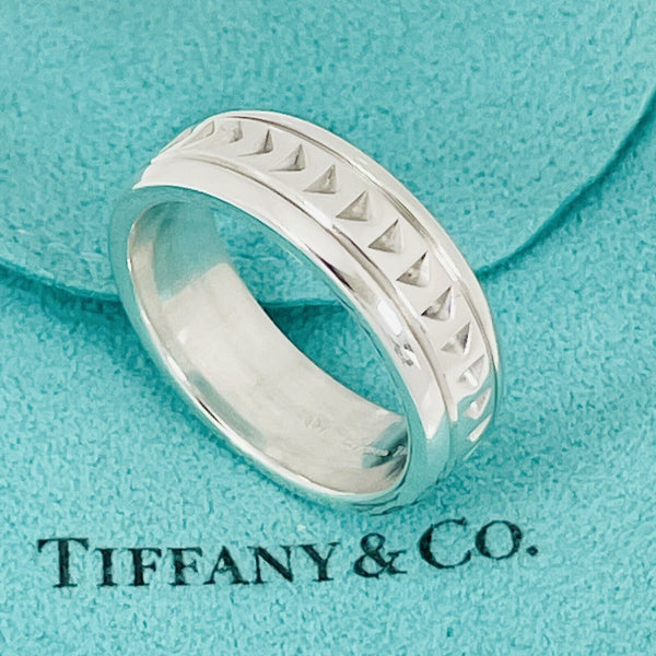 Size 11.5 RARE Tiffany Caliper Ring By Paloma Picasso in Silver Mens Unisex - 1
