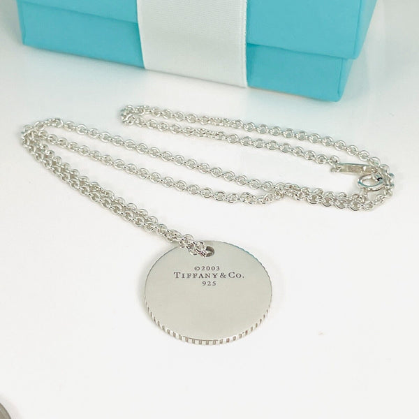16" Tiffany & Co Round Coin Edge Engravable Pendant on 1.5mm Link Chain Necklace - 5