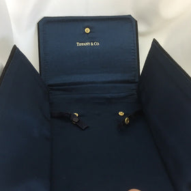 Tiffany Black Leather Suede Necklace Presentation Folding Pouch With Blue Lining - 0
