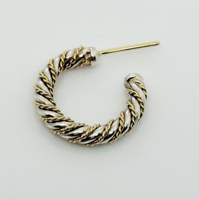 1 SINGLE Tiffany & Co Silver Gold Twist Hoop Earring Replacement Lost