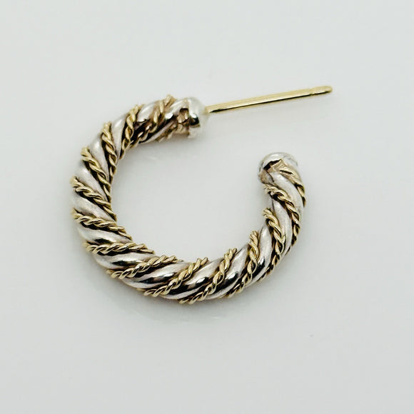 1 SINGLE Tiffany & Co Silver Gold Twist Hoop Earring Replacement Lost