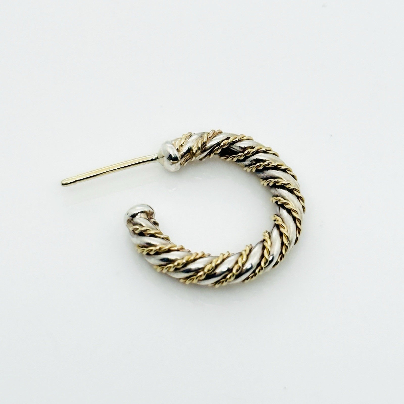 1 SINGLE Tiffany & Co Silver Gold Twist Hoop Earring Replacement Lost - 0