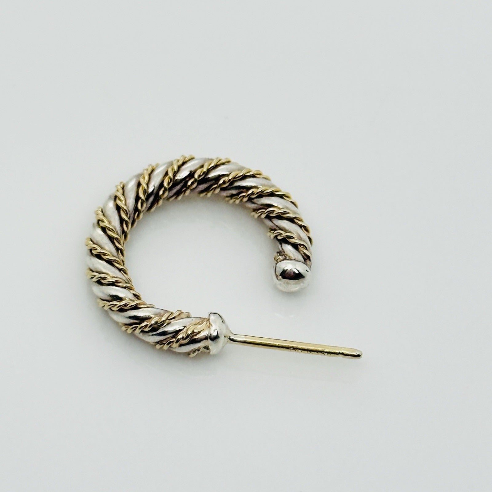 1 SINGLE Tiffany & Co Silver Gold Twist Hoop Earring Replacement Lost