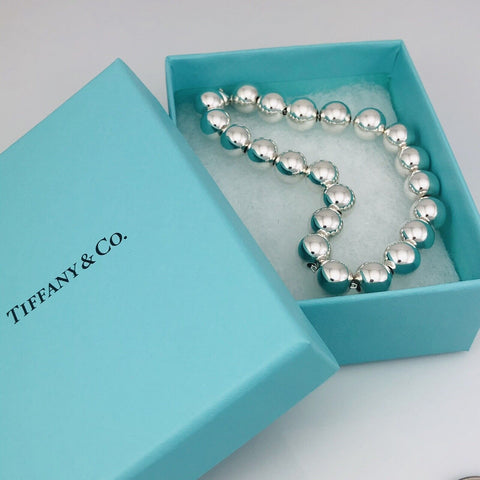 8 inch Tiffany & Co HardWear Bead Ball Bracelet Sterling Silver with Blue Box - 0