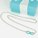 Tiffany & Co Blue Enamel Infinity Pendant Double Chain Necklace - 3