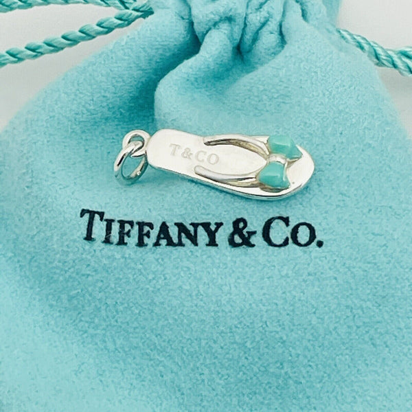 RARE Tiffany & Co Flipflop Charm Beach Sandal Slipper in Blue Enamel and Silver - 3