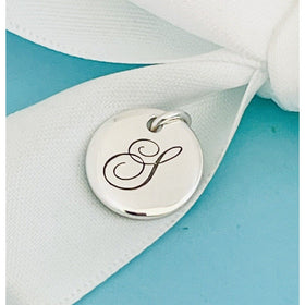 Tiffany Silver Letter S Alphabet Initial Round Circle Notes Charm Pendant