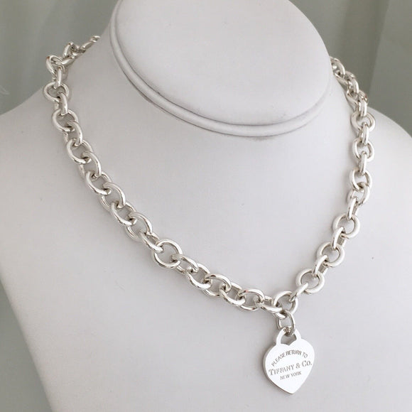 18" Please Return to Tiffany & Co New York 925 Heart Tag Necklace AUTHENTIC