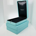 Tiffany & Co Necklace Earring Set Storage Presentation Gift Box Blue Leather Lux - 3