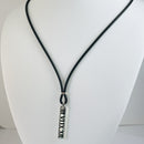 Tiffany 16” Atlas Necklace Bar Pendant in Black Enamel, Silver, Rubber Cord-6