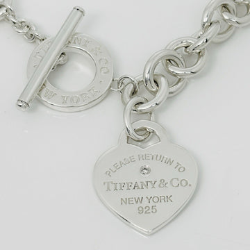 18" Return Tiffany & Co Diamond Heart Tag Toggle Necklace in Sterling Silver