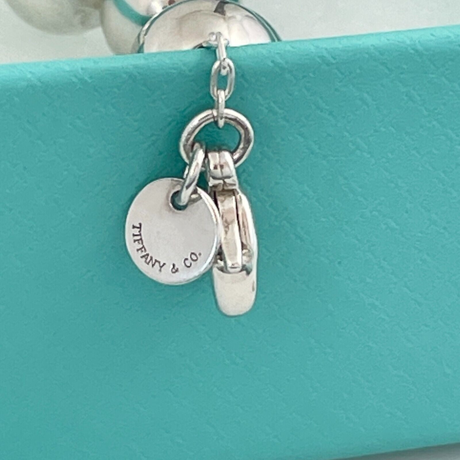 18" Tiffany & Co HardWear Graduated Bead Ball Necklace with Blue Box in Silver